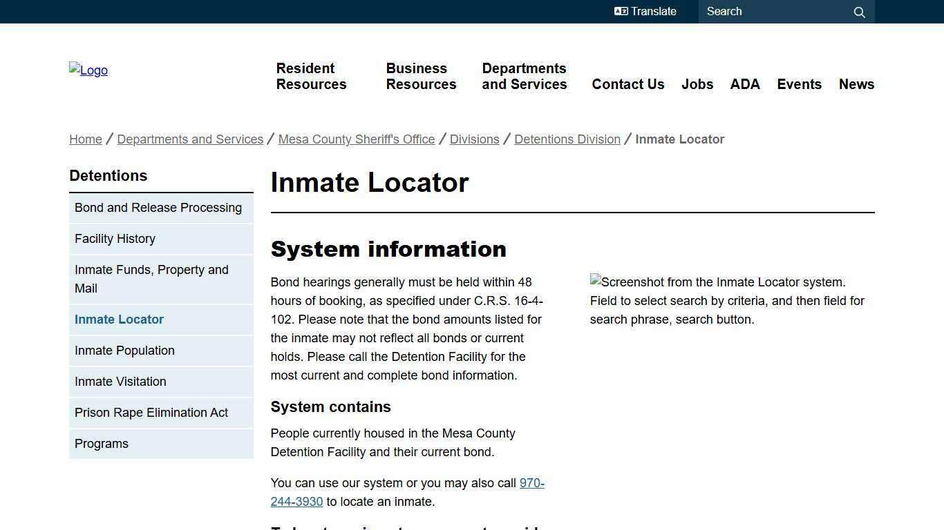 Inmate Locator | Mesa County