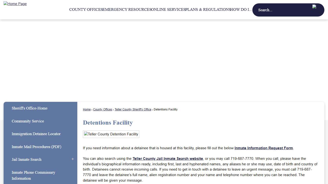 Detentions Facility | Teller County, CO