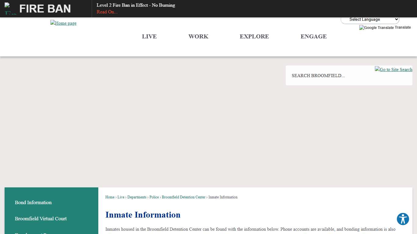 Inmate Information | City and County of Broomfield - Official Website