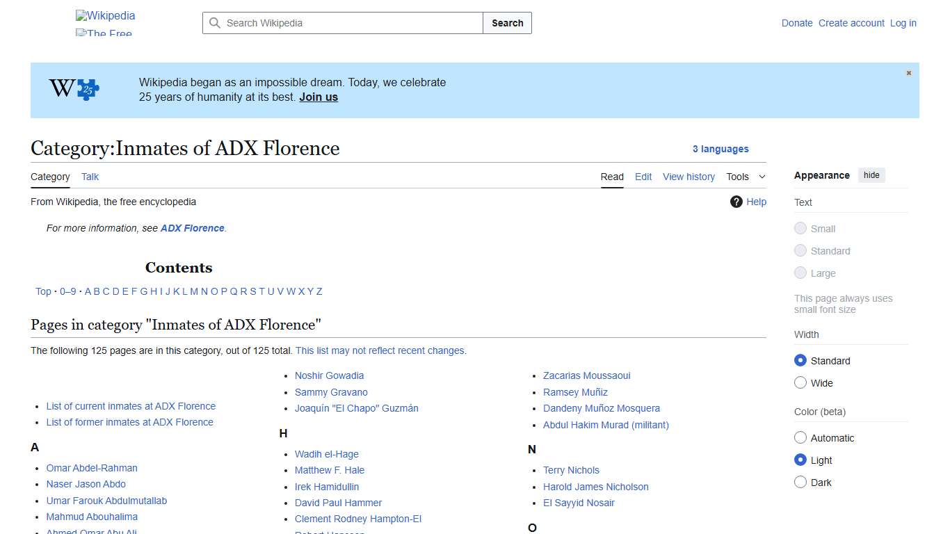 Category:Inmates of ADX Florence - Wikipedia